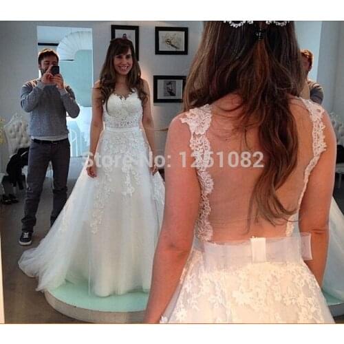 Free shipping casamento a-line bow belt vestido de noiva curto 2016 new fashion long sexy backless wedding dress bridal gowns
