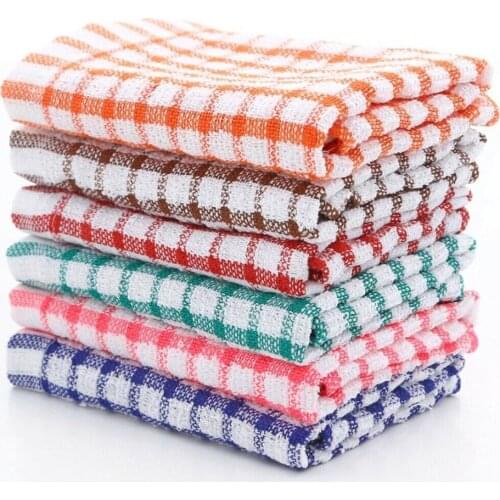 1PC Cotton Jacquard Plaid Towel Kitchen Towel Tea Towel Water Absorbent Kitchen Dish Towels Kitchen Cleaning Cloth Supplies