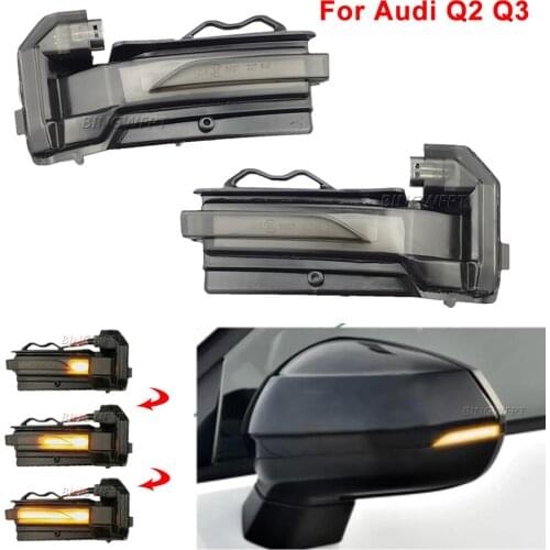 2pcs New For Audi Q2 GA Q3 F3 Rearview Mirror Streamer Lights LED Side Wing Dynamic Turn Signal Light Blinker Indicator