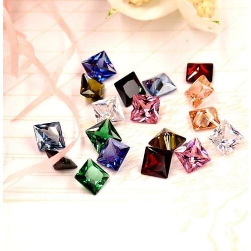 10pcs/lot Cubic Zirconia Stones 6x6mm 8x8mm AAA Grade CZ Square Zircon Pedra De Zirconia Beads for DIY Earring Jewelry Making