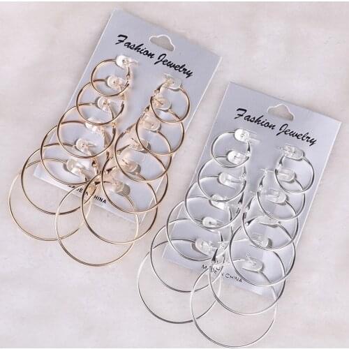 2019 Popular Big Circle Set Fashion Hiphop Gold&Silver Color Earrings For Cool Girl Earrings Oorbellen Jewelry Dendientes