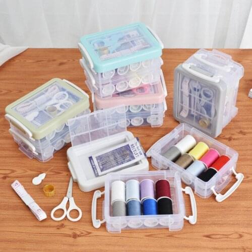 21 pcs portable mini Household sewing kits box with color needle threads scissor pin sewing set outdoor small sewing tools