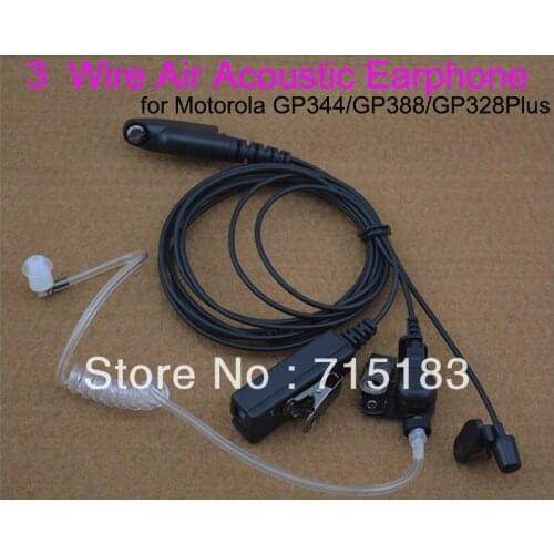 Headphone 3 Wire Clear Air Tube Headsets Acoustic Earphone Earpiece for Motorola GP344 GP388 GP328Plus GP338Plus portable radio