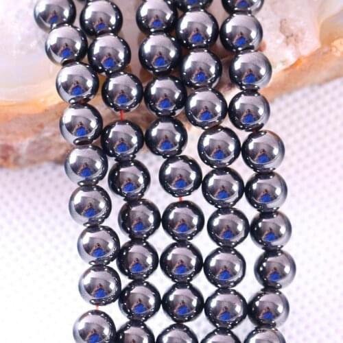 6MM Round Loose Beads Natural Stone Black Magnetic (No)Hematite For Jewelry DIY Necklace Bracelet 16" Per Strand (70 beads)