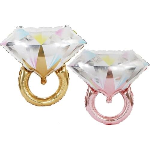 Diamond Wedding Ring Foil Balloon Anniversary Party Decorations Rose Gold Bride Love Helium Balloons Engagement Decoration