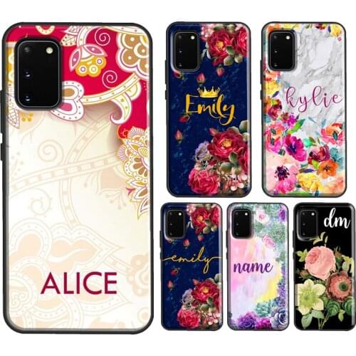 FLORAL Personalised Name Initials Phone Case For Samsung S10 Plus S8 S9 S10e S20 FE S21 Ultra Note 9 Note 10 Note 20 Ultra