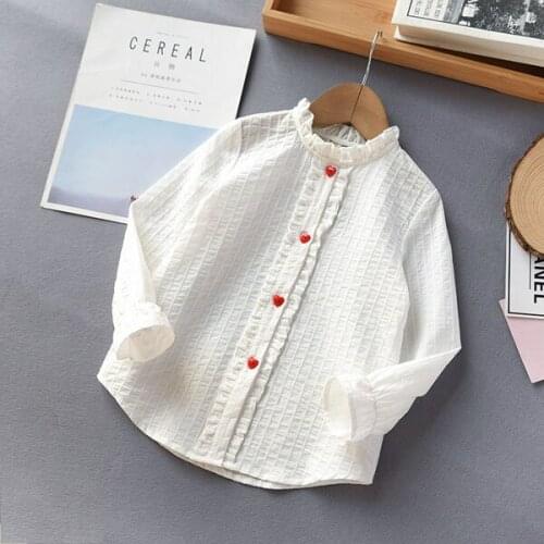 Childrens long sleeve shirt girls cotton collar shirt