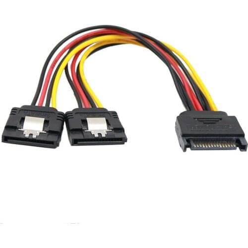 2PCS SATA 15 Pin Male To 2 SATA 15 Pin Female 15Pin Power cable HDD Y Splitter Universal Connector Adapter