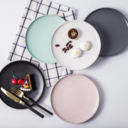 Creative Matt color Ceramic Plate Pasta Plate Tray Western Plate Flat Plate Tableware Nordic home dishes