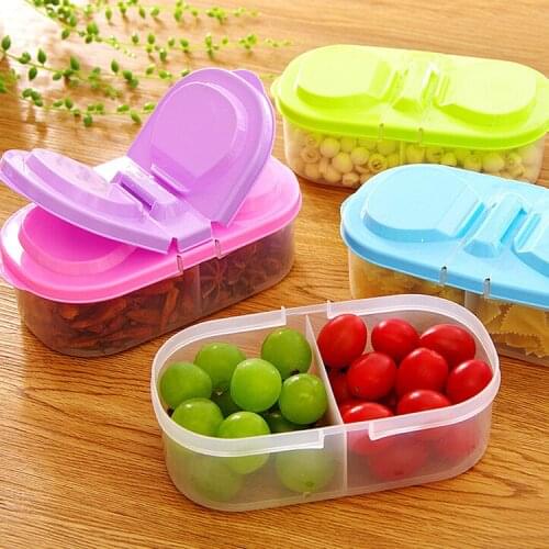 Double-grid kitchen food refrigerator plastic storage storage box multi-grain sealed jar with lid Multi-function kitchen
