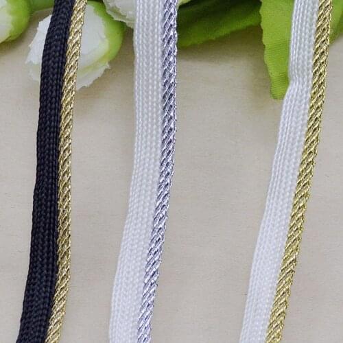 50 Yards 10mm Knitted Tape Ribbon Glitter Gold Silver Decoration Trimming Webbing For Home Textile Garment Sewing Accessories