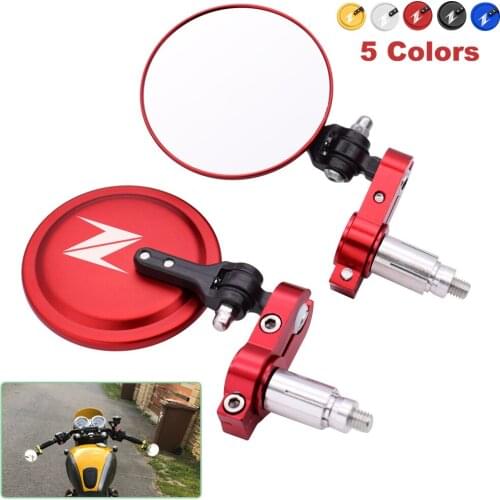 Motorcycle Mirrors 3 Inch Round Folding Bar End Side Mirror for Kawasaki Z400 Z800 Z900 Z650 Z1000 Z1000SX All Year White Glass