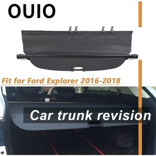 OUIO 1Set Car Rear Trunk Cargo Cover For Ford Explorer 2016 2017 2018 Car-styling Black Security Shield Shade Auto accessories