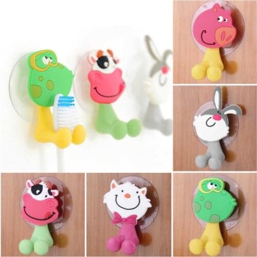 Animal Cute Cat Cartoon Suction Cup Toothbrush Holder Bathroom Accessories Set 24 colors Wall Suction Holder Tool