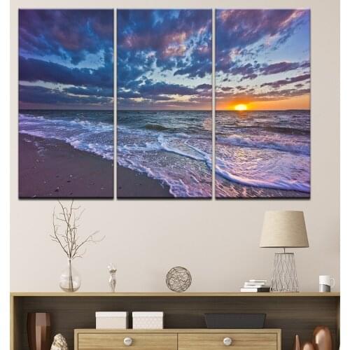 Wall Art Poster Modern Home Decor Living Room Bedroom 5 Pieces Sea Beach Sunset Landscape Canvas Print Modular Picture Framework