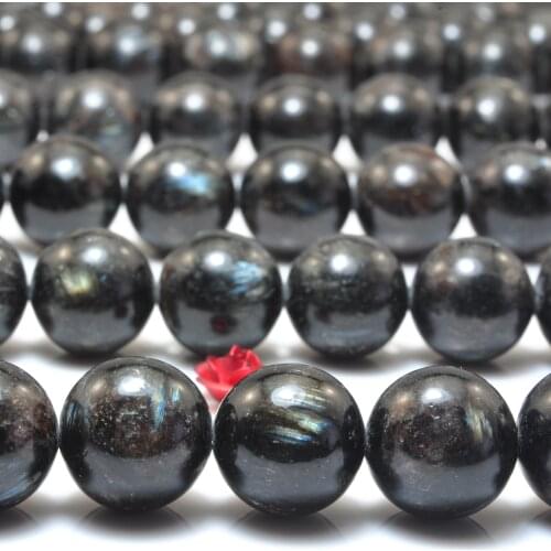 Natural Astrophyllite Smooth Round Loose Beads Wholesale Gemstone Semi Precious Stone Bracelet Necklace Diy Jewelry Making 15"