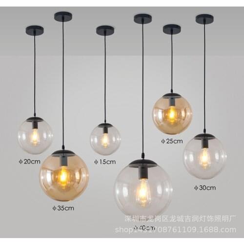 Nordic restaurant bar table lamp modern minimalist single head creative personality milk tea cafe glass ball chandelier