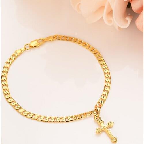 New dubai Charm cross pendant Bracelet for Women Gold Christmas gifts cute kids girls Hand Chain Jewelry anklets Arab gift