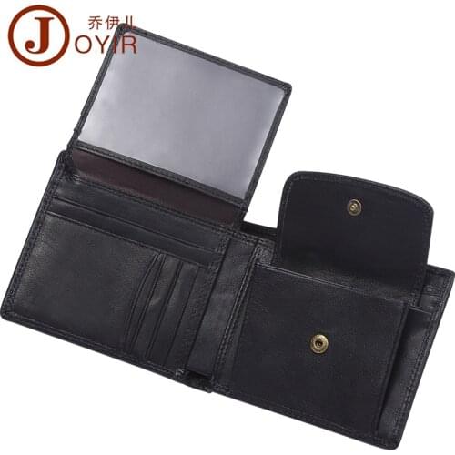 Genuine Leather Short Wallets Men With Coin Pocket Small Zipper Wallet With Card Holders Man Purse RFID Vintage Wallet