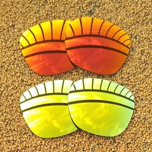 Orange Red Mirrored & 24K Gold Mirrored Polarized Replacement Lenses for Garage Rock Frame 100% UVA & UVB