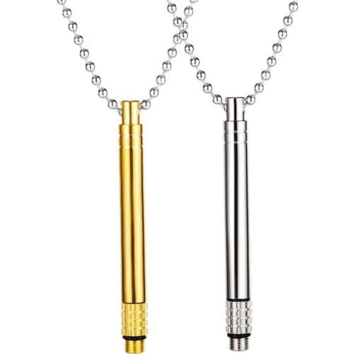 Fashion Gold Color Detachable Cylinder Pendant Necklaces Men Punk Stainless Steel Combinable Jewelry mens Necklaces Wholesale