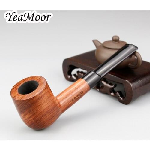 Handmade Straight Wooden Pipe 9mm Filter Rosewood Smoking Pipe Tobacco Pipe 10 tools free Smoking Set Rose Wood Smoke Pipe