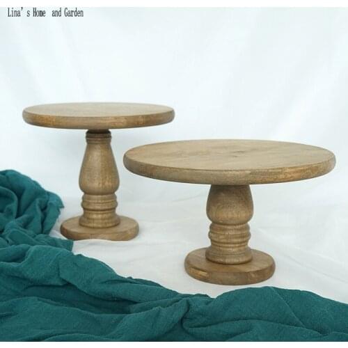 Handmade nature vintage wooden pedestal cake stand