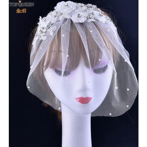 TOPQUEEN FG19 Hot Sale Bird Cage Veil Wedding Veil Birdcage Veil Netting Face Bride Hats with Flower Veil Wedding Accessories