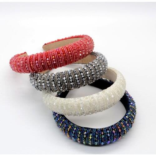 Gorgeous Baroque Diamond Crystal Headband for Woman Luxury Shiny Rhinestone Paded Hair Band Bridal Wedding Hair Accessory