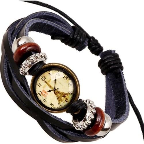 Vintage Retro Fashion Imitation Watch Bracelet Wrap for Women Men Multi-layer Weave Leather Bangle Wristband Casual Jewelry Gift
