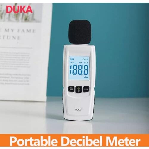 Duka High Precision Decibel Meter 30~130dB Max Backlight Display Reading Hold Auto Power Off Mini Sound Level Meter