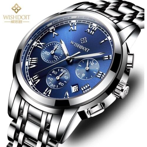WISHDOIT Men's Watch With Leather Strap