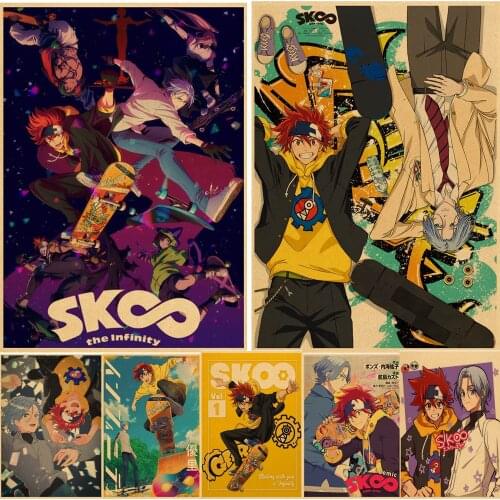 Japanese Anime Sk8 The Infinity Poster Vintage Cartoon Skate Infinity Kraft Paper Home Room Wall Stickers Decoration Painting