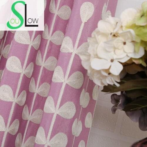 String Grass Curtain Embroidered Cotton Yarn Pastoral Leaves Curtains Cortinas For Living Room Sheer Tulle Kitchen Modern
