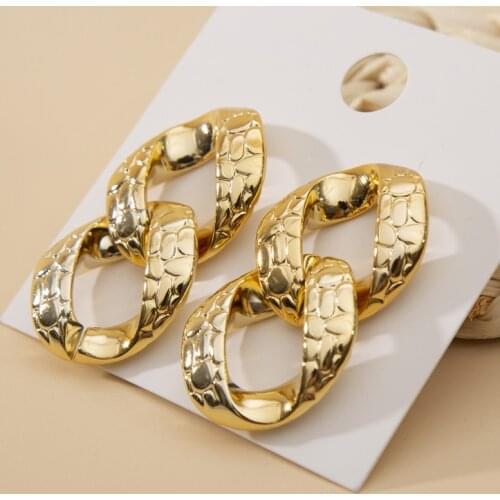 Punk CCB Metal Chain Drop Earrings for Women Big Exaggerated Minimalist Tassel Earrings Vintage Fashion Jewelry Accessories