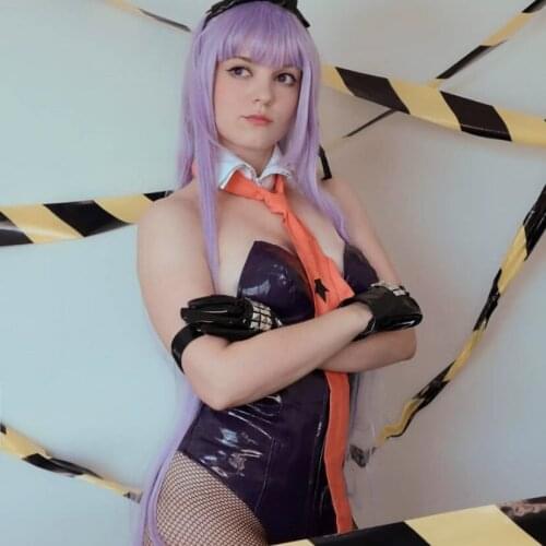 Game Danganronpa Cosplay Kirigiri Kyouko Bunny Costume Women Sexy Costume Leather Jumpsuit Halloween