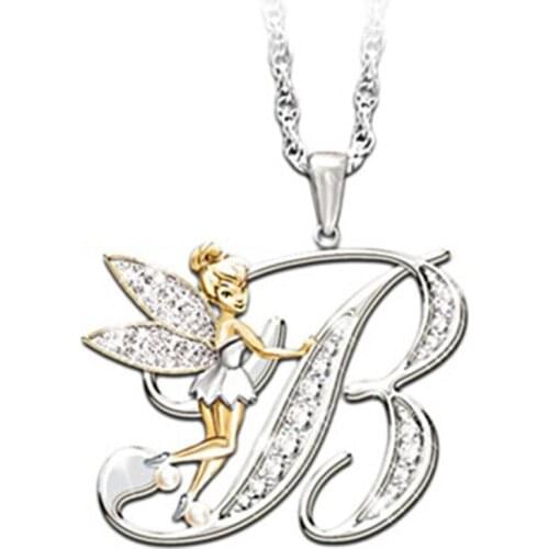 Fashion Flower Fairy Elf Angel Choker Necklaces OrigionalEnglish Letter Initial Pendant Necklace Women Statement Female Jewelry