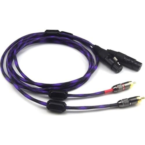 1 Pair Hifi Silver Plated RCA to XLR Cable High Quality 2 RCA Male to 2 XLR Female Cable