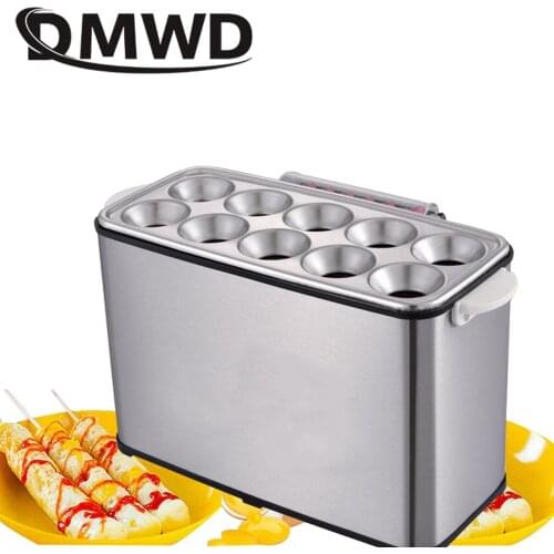 DMWD Commercial egg Sausage Roll Cooker Electric Eggs Hot Dog Boiler Steamer Omelette Master Cup Breakfast machine 10 holes EU