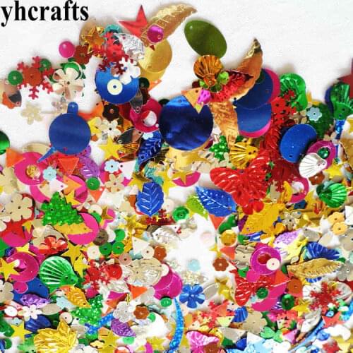 25gram/Lot.15 design Mix shape sequins Star moon round with hole sequins Craft material Kindergarten arts and crafts DIY toys