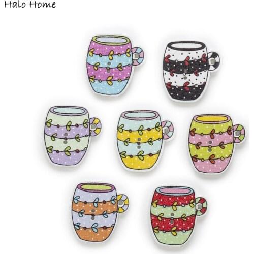 30pcs Winebowl Wood Buttons for Sewing Scrapbooking Clothing Headwear Handmade Crafts Home Decor Accessories DIY 27x26mm