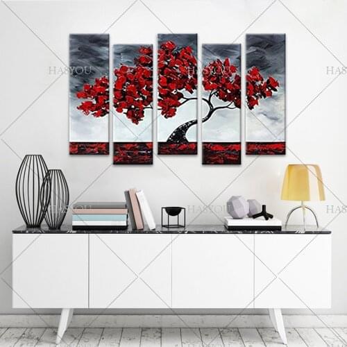 5 Piece Canvas Art Modern Printed Vintage Flower Oil Paintings Canvas Picture for Living Room Wall Decor Paintings No Frame