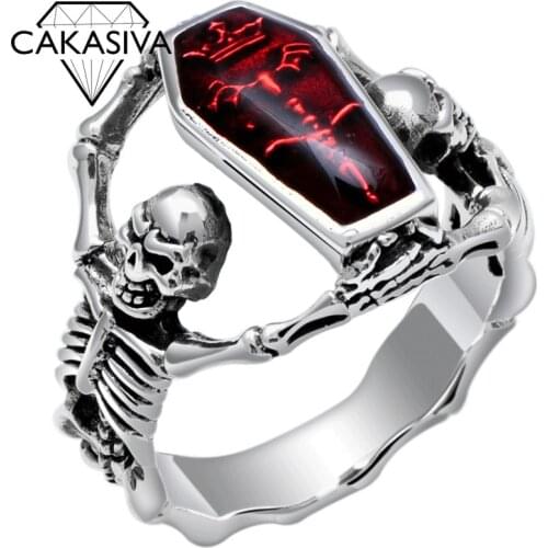 925 Vintage Thai Silver Vampire Bat Skull Ring Mens Vintage Punk Style Ring Gift Silver Jewelry Ring Wholesale
