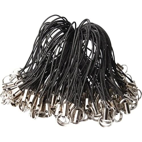 Besegad 100 Pcs DIY Jewelry Cell Phone Lanyard Cord Strap with Ring Charms Crystal Badge Pendant Decoration Lanyard Accessories