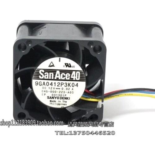 Free Shipping For SANYO 9GA0412P3K04 DC 12V 0.92A 4-wire 4-pin connector 60mm 40x40x28mm Server Square Cooling Fan