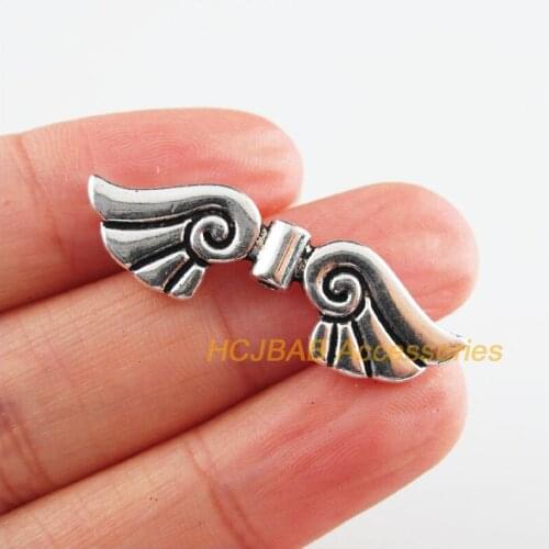 12Pcs Tibetan Silver Tone Animal Angel Wings Spacer Beads Charms 11x30.5mm