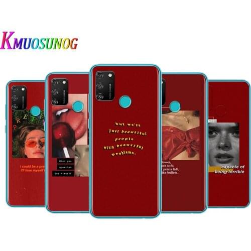 Retro red pattern art lyrics aesthetic For Honor V30 View 20 V20 30i 30S 30 20S 20E 20i 20 Lite Pro Plus Phone Case