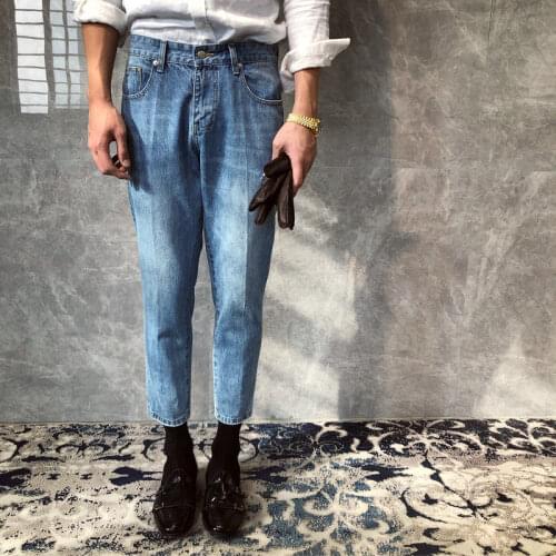 Men 2021 Spring Summer New Korean Loose Casual Jeans Mens Streetwear Denim Trousers Male Fashions Plus Size Harem Pants W485