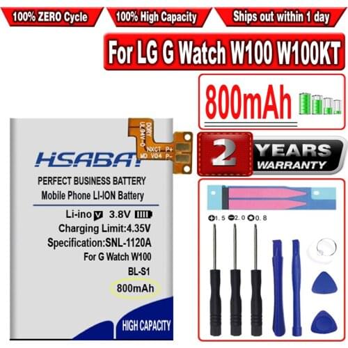 HSABAT 600mAh BL-S1 BLS1 Battery for LG G Watch W100 W100KT BL S1