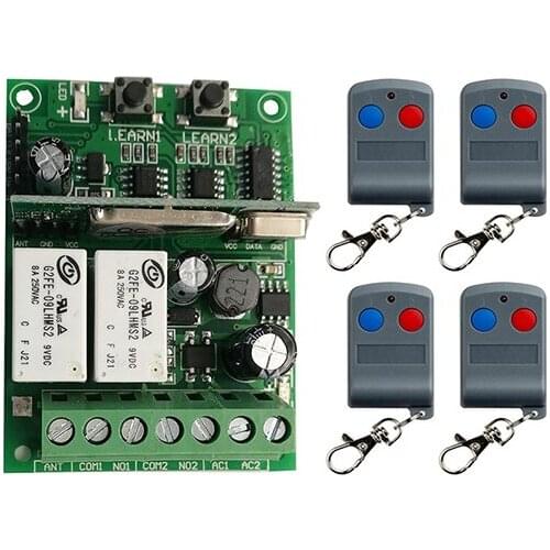 Individual learning code DC9V 12V 24V 10A 2CH RF Remote Control Switch System Transmitter+Receiver 2ch relay smart home z-wave